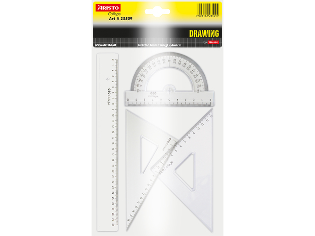 Geometrieset lin 30cm, 3H 45° 3H 60°/30°, gradenboog 12cm