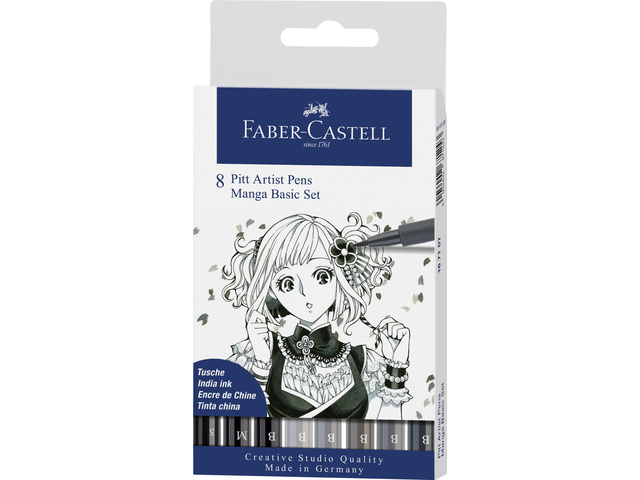 Tekenstift FC Pitt Artist Pen Manga 8-delig etui Basic