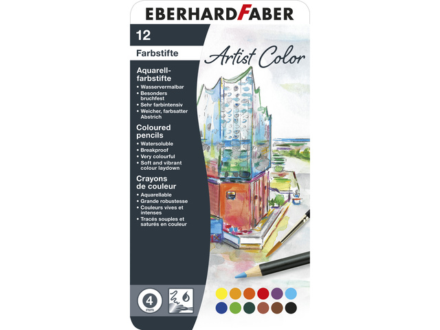 Aquarelkleurpotlood EFA blik- etui a 12st.