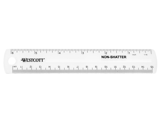 Liniaal Westcott kunststof 15cm flexibel voor linkshandig
