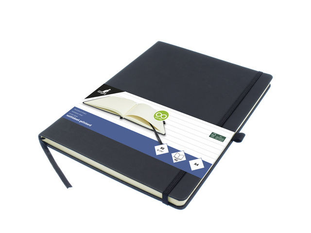 Notitieboek Kangaro A4 zwart lijn PU HC 96 vel 80 grams