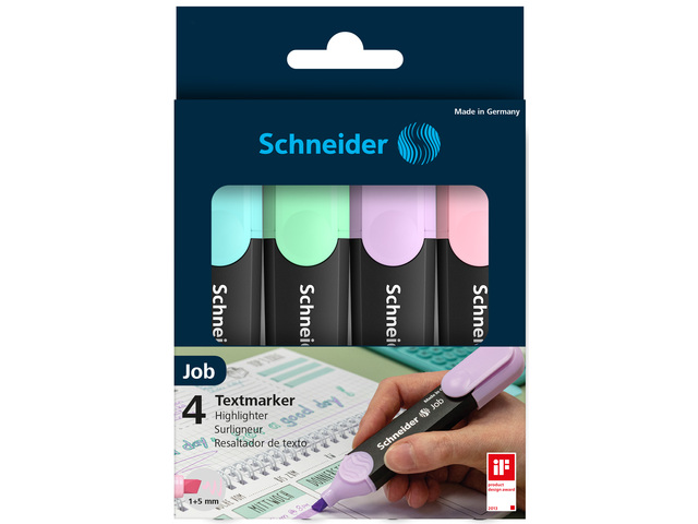 Tekstmarker Schneider Job pastel kleur ass. kartonetui a - S-115098