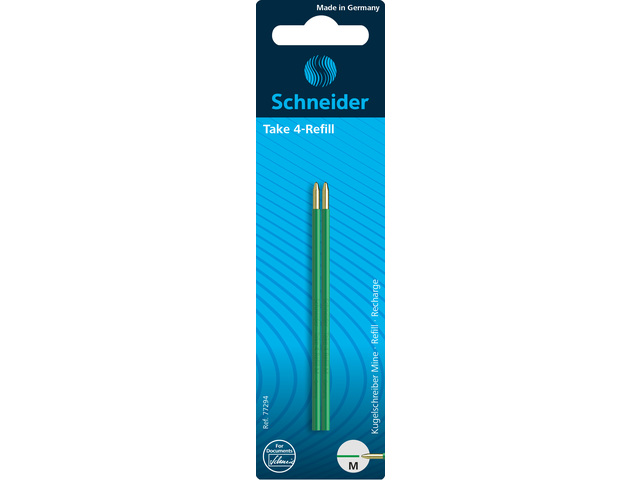 Balpenvulling Schneider Take 4 blister 2 stuks M groen