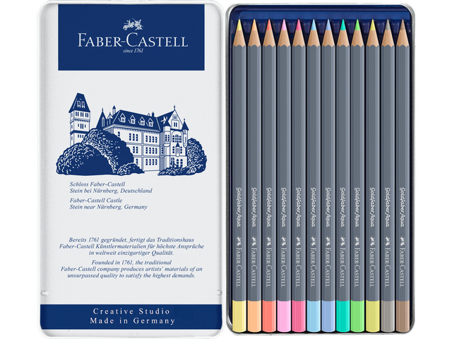 Aquarelkleurpotlood Faber-Castell Goldfaber etui 12 stuks