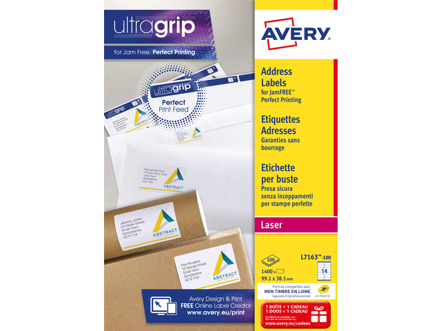 Adresetiket Avery Quick-Peel 99,1x38,1mm wit doos 100 vel