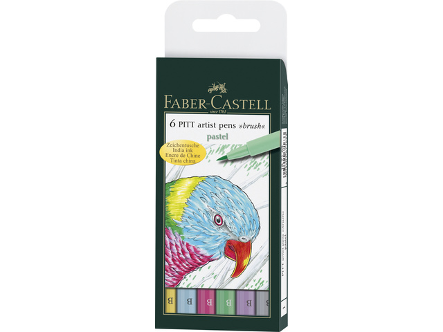 Tekenstift FC Pitt Artist Pen Brush etui a 6 stuks pastel