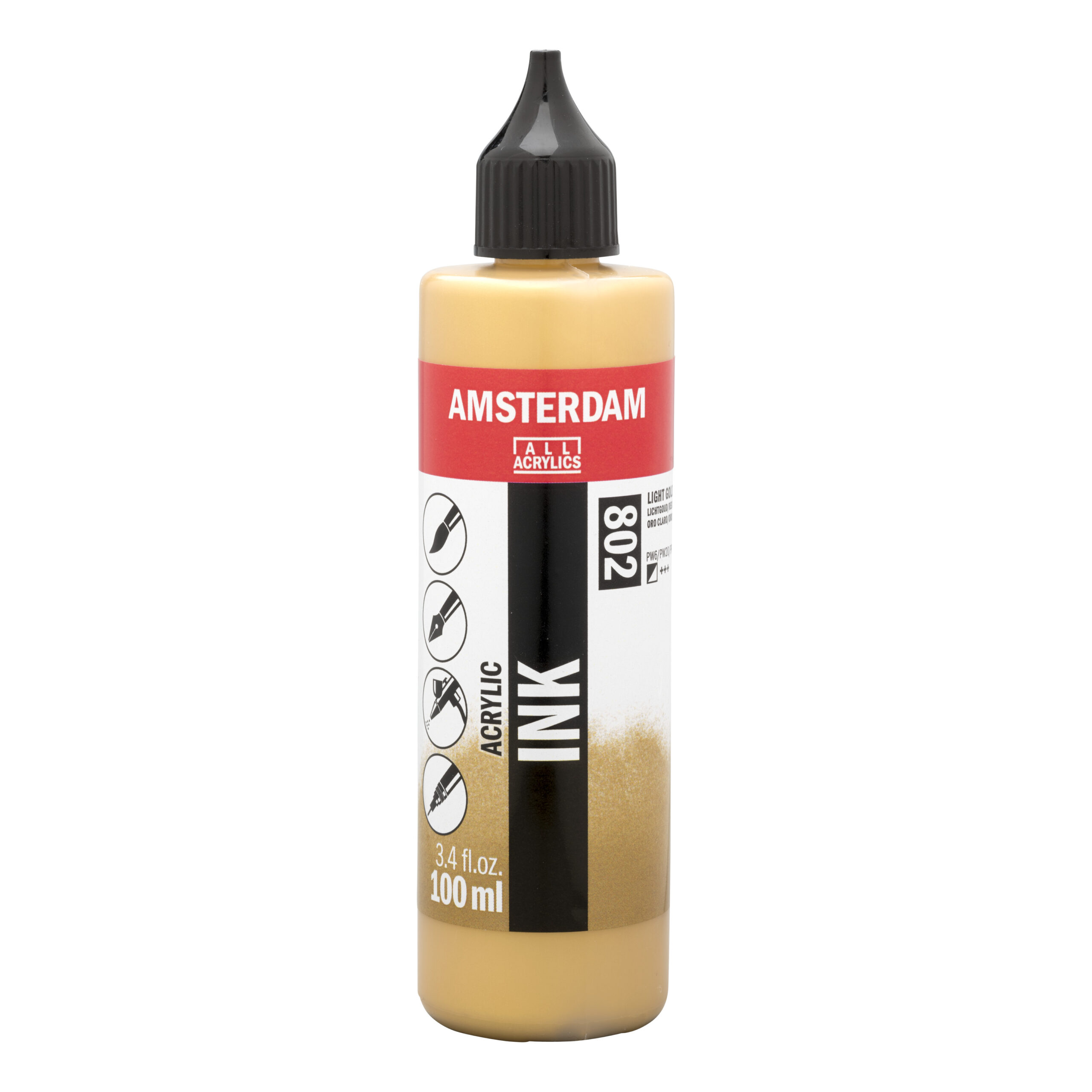 Amsterdam Acrylinkt Fles 100 ml Lichtgoud 802