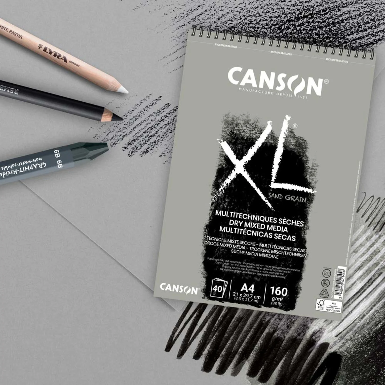 Canson XL Mixed Media Zandkorrel grijs papierblok 160 g/m² - 40 pagina’s