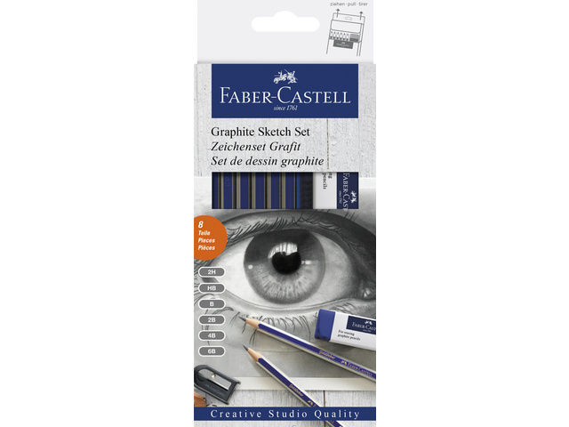 Grafietset FC Goldfaber 8-delig: 6x grafietpotloden (2