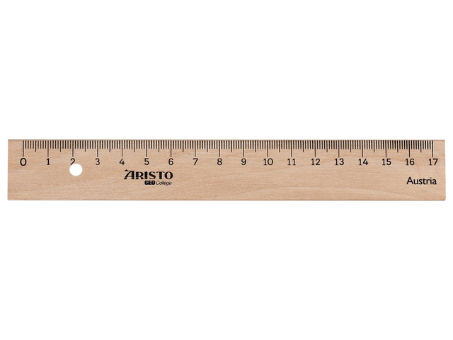 Liniaal Aristo 17cm hout met metaalinleg