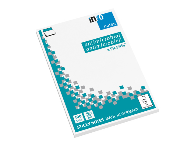 Info Notes 100x150mm hygienic antimicrobieel 100vel wit FSC