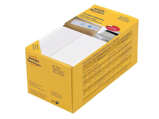 Frankeeretiket Zweckform wit 163x43mm 2 et. per vel 500 vel