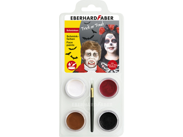 Schminkset EFA Dracula/ Skelet wit, rood, bruin, zwart