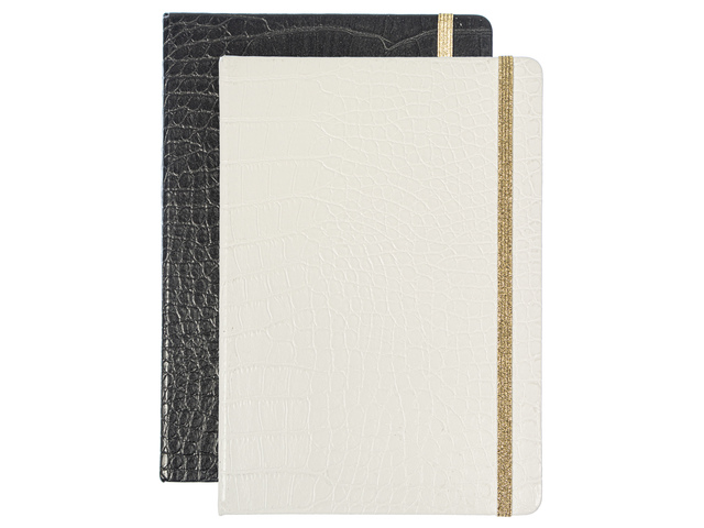 Notitieboek Pure Croco A5 PU HC lijn pak a 2 stuks assorti