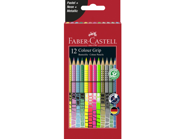 Kleurset FC Grip 12 potloden pastel, neon en metallic