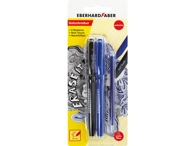 Rollerball Eberhard Faber uitgumbaar zwart en blauw