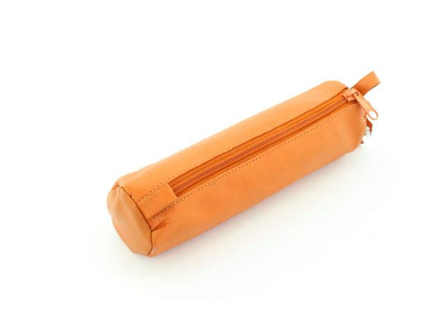 Etui Alassio echt leer oranje 21x6cm