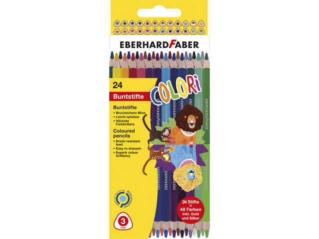 Kleurpotlood EFA 2-zijdig gekleurd etui 24st. 48 kleuren