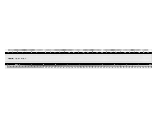 Liniaal Aristo 30cm aluminium met rubber inleg