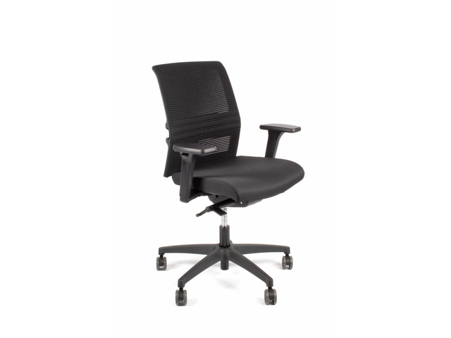 Bureaustoel Linea Omnia 02 zwart/zwart met 3D armleuning