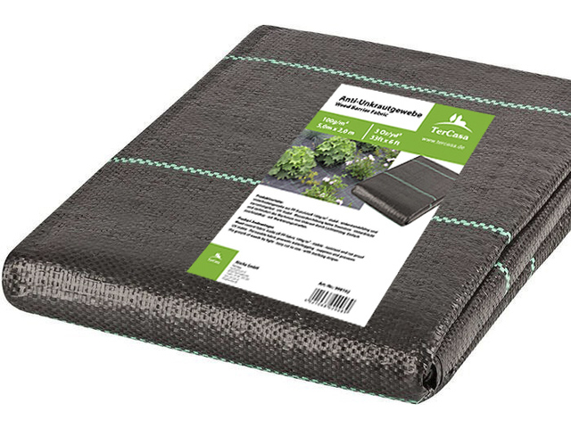 Worteldoek TerCasa PP 10m2 (2x5m) 100g/m2 zwart gevouwen