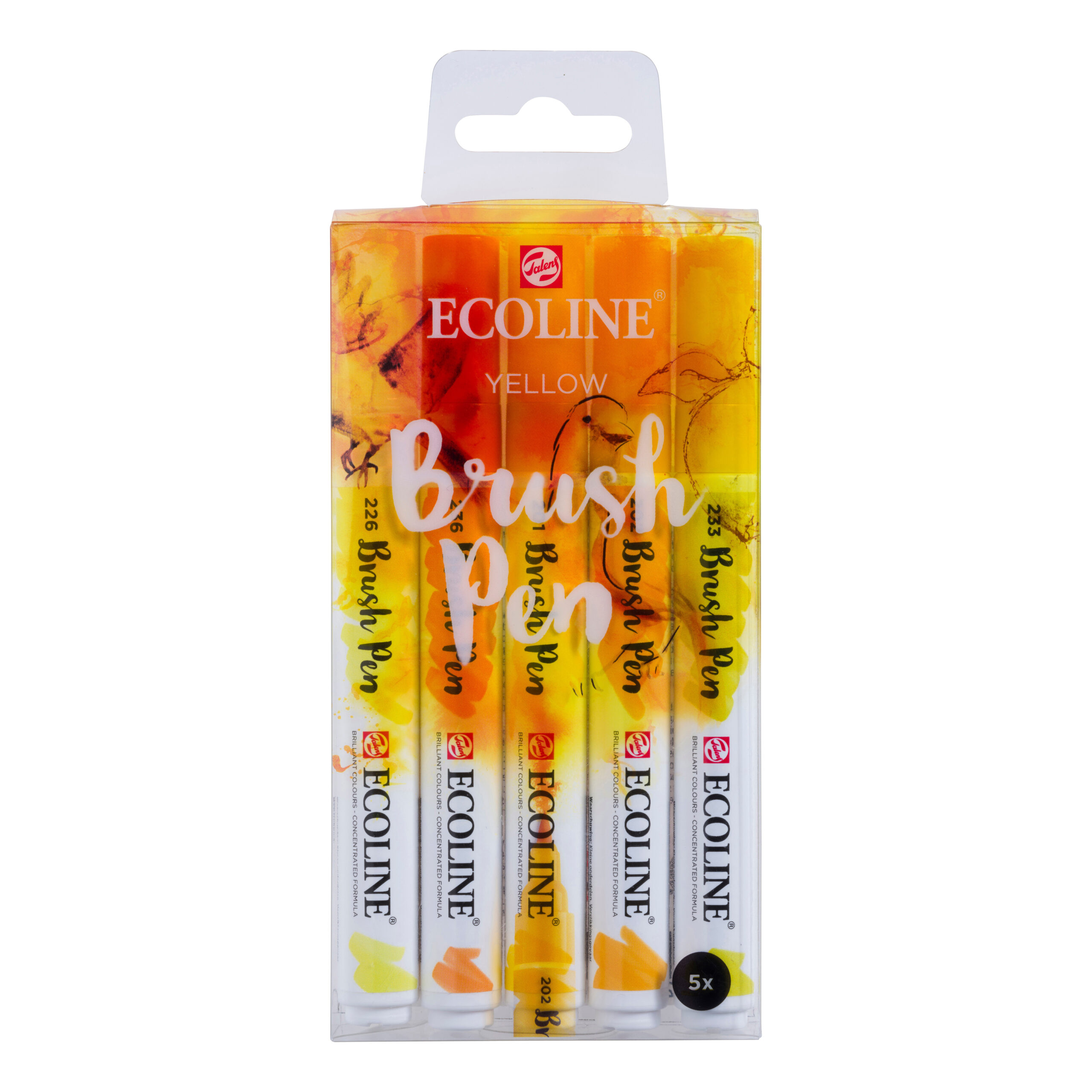 Ecoline Brush Pen set Geel | 5 kleuren