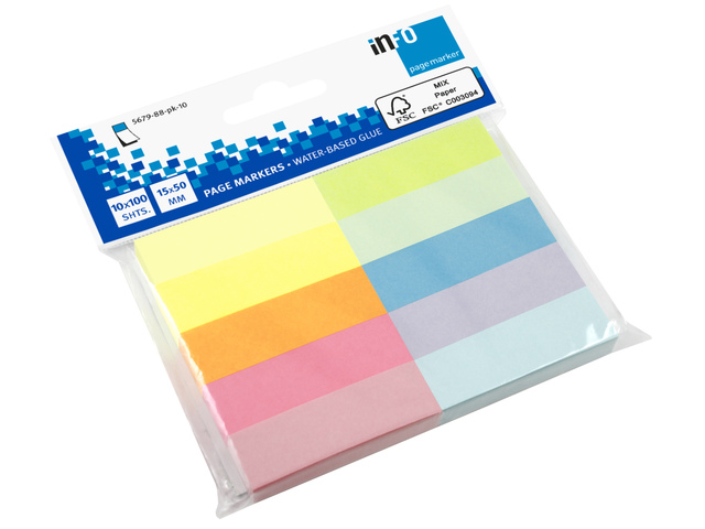 Info Page Marker papier 10x15x50mm, 10 kleuren