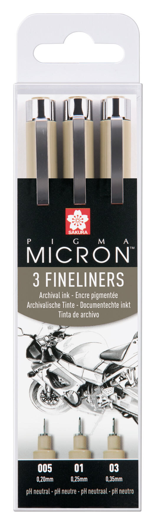 Sakura Pigma Micron Etui 3 Fineliners Zwart 005-01-03 Design