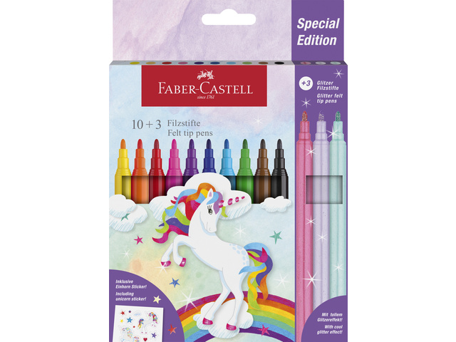 Viltstiften FC Unicorn 10x stand. kleur + 3x pastel kleur