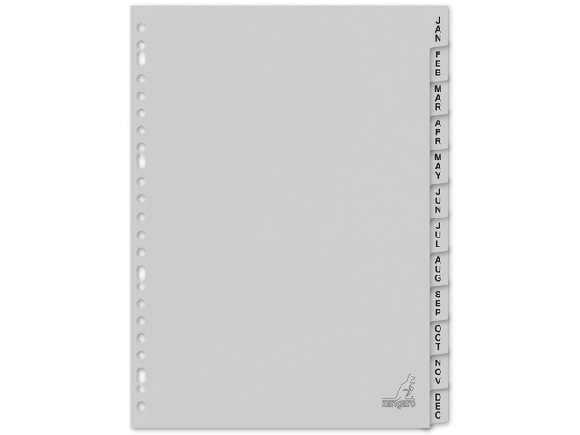 Tabblad ECO Kangaro A4 letters 180gr grijs karton 23r 12dlg F