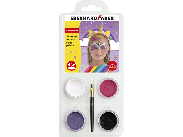 Schminkset EFA Eenhoorn wit,rood, paars, zwart