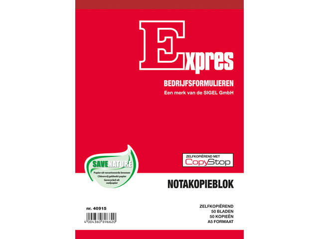 Nota kopieblok Sigel Expres zelfkopierend A5 2x50 blad FSC