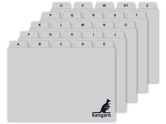 Tabkaart Kangaro 210x150/160 PP 250mµ grijs A-Z 25 delig