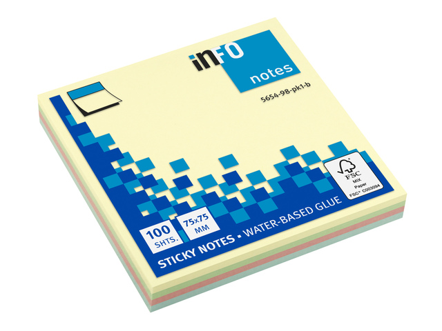 Info notes 75x75mm Pastel blok a 100 vel