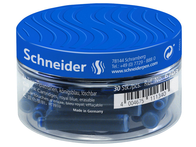 Inktpatronen Schneider Konings Blauw. Container à 30 st