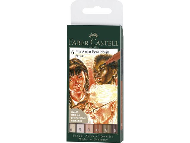 Tekenstift FC Pitt Artist Pen Brusch etui a 6 stuks port