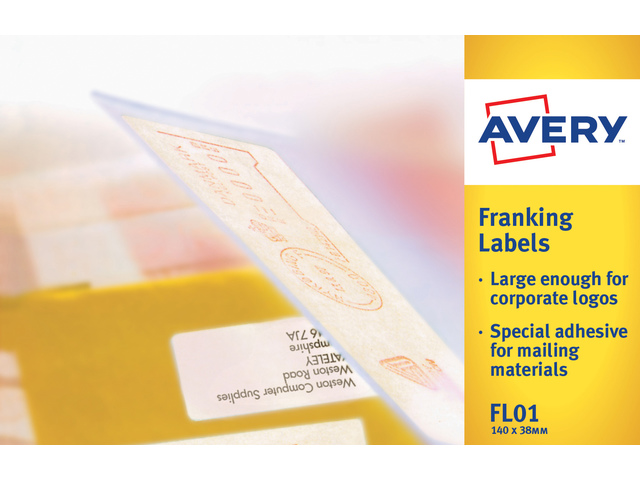 Frankeeretiket Avery 140x38mm wit doos 500 vel, 2 et. per ve