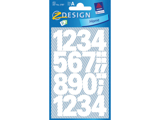 Cijferetiket Z-design Home wit 2 vel watervast