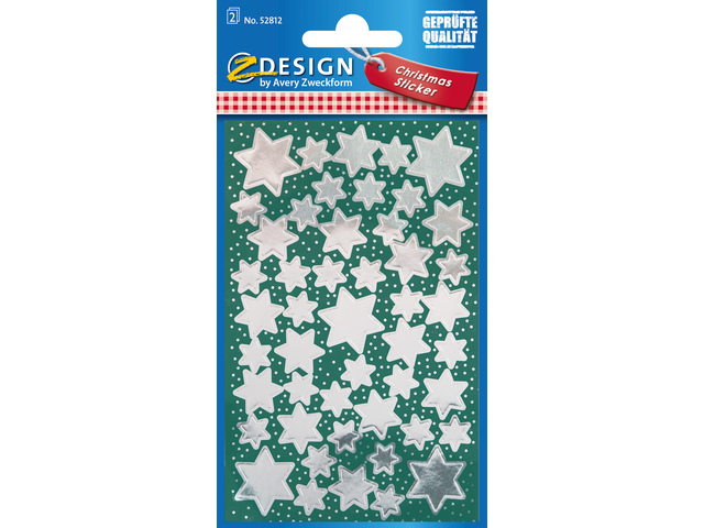 Etiket Z-design Christmas pakje a 2 vel zilveren sterren
