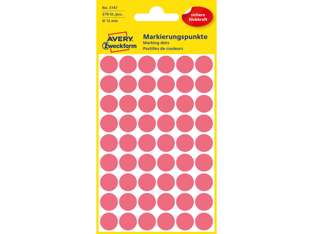 Etiket Zweckform 12mm rond blister 5 vel a 54 et. l.rood