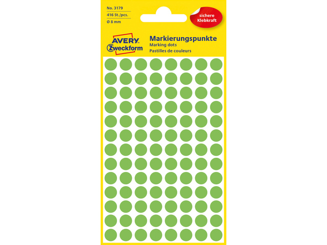 Etiket Zweckform 8mm rond blister 4 vel a 104 et. l.groe