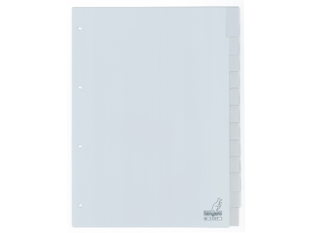 Tabblad Kangaro A4 venster PP 120 micron 4r. 12dlg grijs