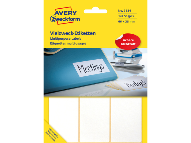 Etiket Zweckform 66x38mm wit pakje a 174 etiketjes