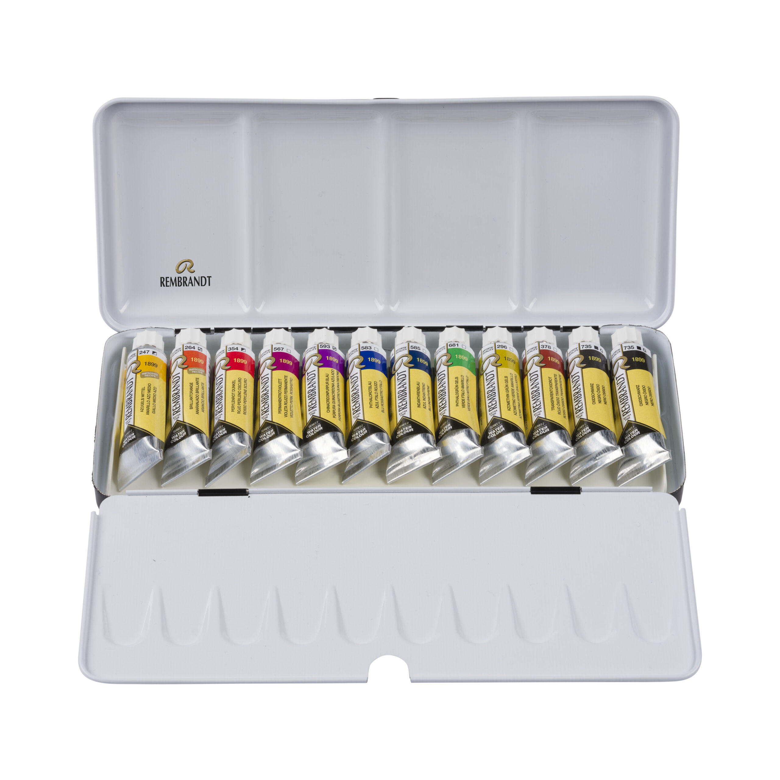 Rembrandt Aquarelverf metalen set Oxydzwart Mengkleuren | 12 x 10 ml tubes