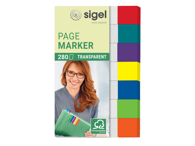 Indexeringsstrookjes Sigel 84x50mm transparant 7-kleuren