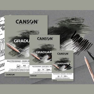 Canson Graduate Mixed Media grijs papierblok 220 g/m² – 30 pagina’s