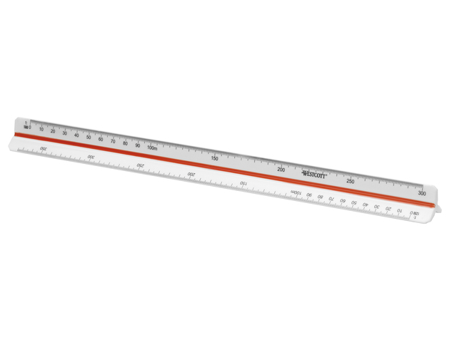 Schaalstok Westcott 30cm 1:500-1000-1250-1500-2000-2500