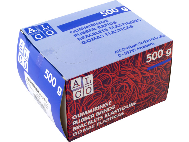 Elastieken Alco 80x4mm natuur kartonnen doos 500 gram