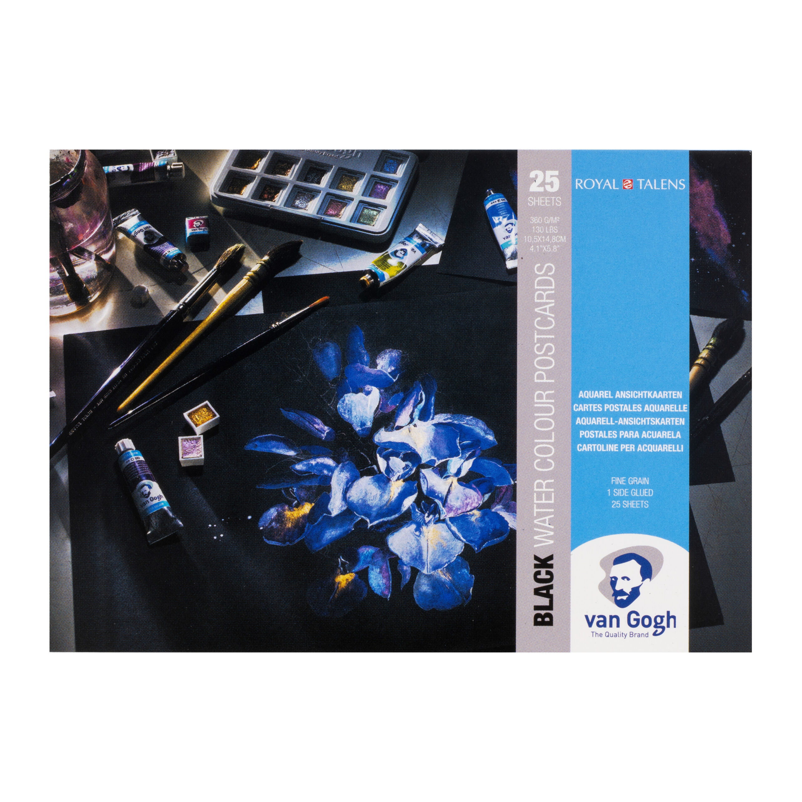 Van Gogh Aquarelverf zwarte Postkaart 10,5 x 14,8 cm 360 g 25 vellen,