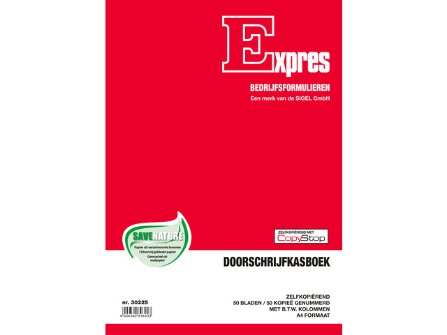 Doorschrijfkasboek Sigel Expres met BTW kolom A4 2x50 b